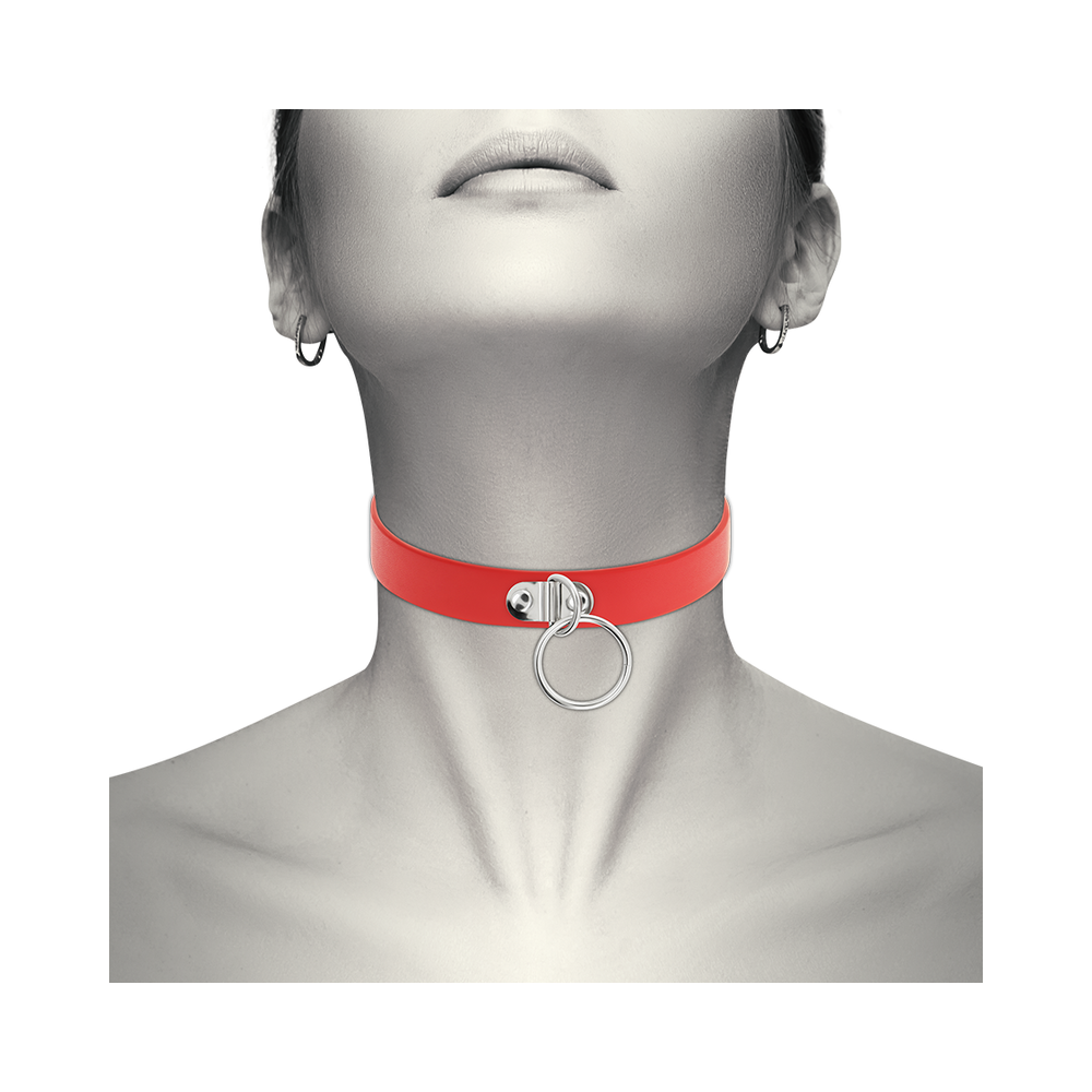 COQUETTE CHIC DESIRE - RED VEGAN LEATHER NECKLACE WOMAN FETISH ACCESSORY