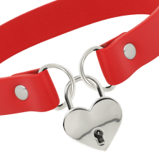 COQUETTE CHIC DESIRE - RED VEGAN LEATHER NECKLACE WITH HEART ACCESSORY WITH KEY