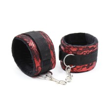 OHMAMA FETISH - SHORT VELVET LACE WRIST RESTRAINTS NYLON