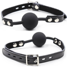 OHMAMA FETISH - SILICONE BALL GAG WITH LEATHER BELT (PADLOCK INCLUDED)