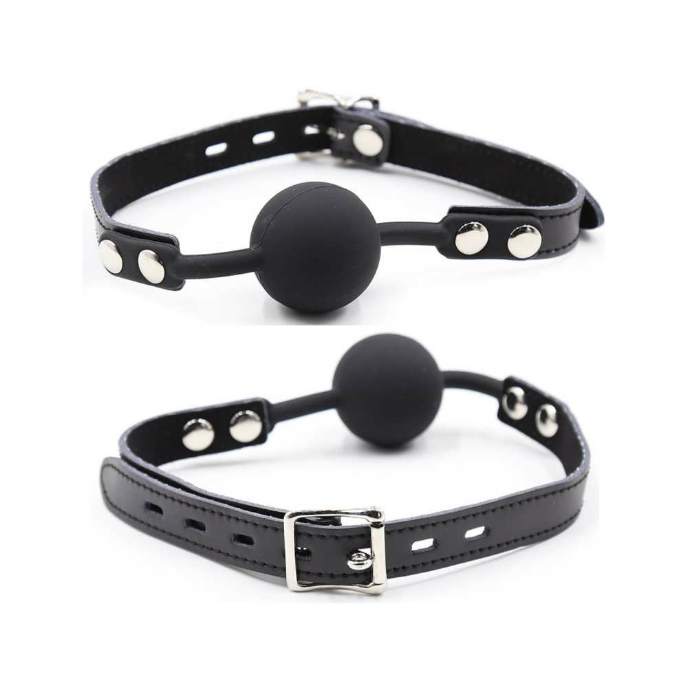 OHMAMA FETISH - SILICONE BALL GAG WITH LEATHER BELT (PADLOCK INCLUDED)