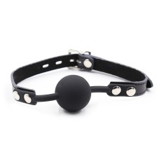 OHMAMA FETISH - SILICONE BALL GAG WITH LEATHER BELT (PADLOCK INCLUDED)