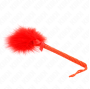 KINK - VARINHA DE CORDA DE NYLON COM PENAS DE CÓCEGAS E LAÇO VERMELHO 25 CM