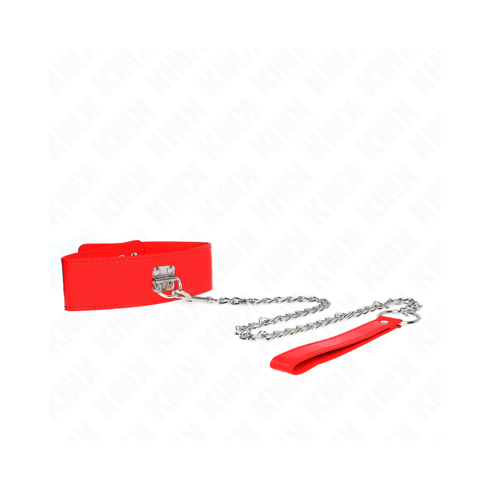 KINK - COLLIER AVEC CEINTURE 65 CM AVEC LARGE BRACELET ROUGE AJUSTABLE 33,5-41 CM X 5 CM