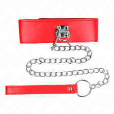 KINK - COLLIER AVEC CEINTURE 65 CM AVEC LARGE BRACELET ROUGE AJUSTABLE 33,5-41 CM X 5 CM