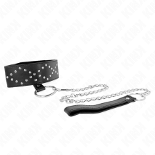 KINK - NECKLACE 65 CM WITH LEASH WITH SILVER STUDS MODEL 3 ADJUSTABLE 36-43 CM X 5 CM