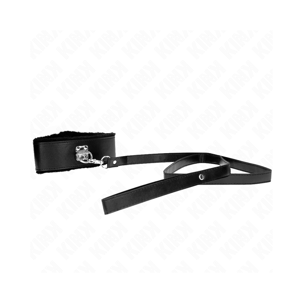 KINK - COLLIER AVEC LAISSE 116 CM AVEC CLOUS ARGENTÉS MODÈLE 4 NOIR AJUSTABLE 40-48 CM X 6 CM