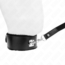 KINK - NECKLACE WITH LEASH 116 CM WITH SILVER STUDS MODEL 4 BLACK ADJUSTABLE 40-48 CM X 6 CM