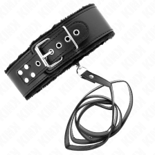 KINK - NECKLACE WITH LEASH 116 CM WITH SILVER STUDS MODEL 4 BLACK ADJUSTABLE 40-48 CM X 6 CM