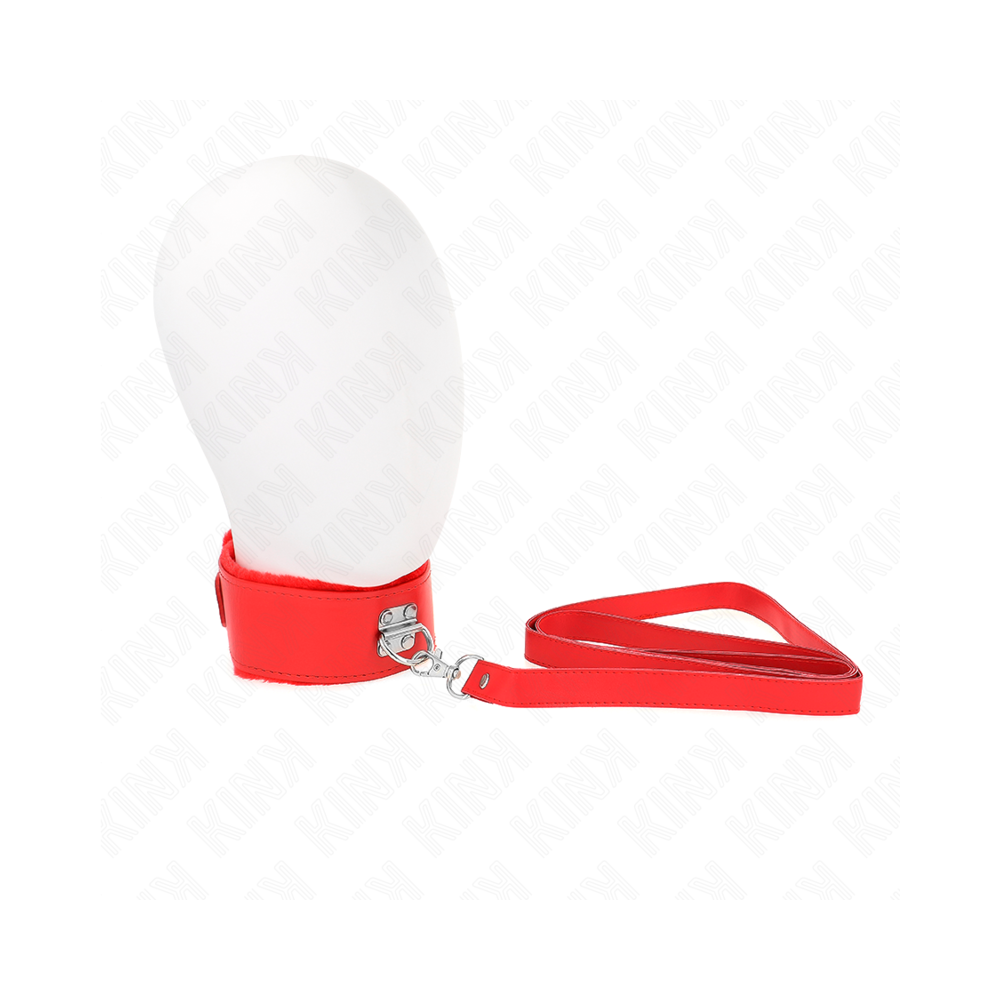 KINK - COLAR COM TRELA 116 CM COM PREGOS PRATA MODELO 4 VERMELHO AJUSTÁVEL 40-48 CM X 6 CM