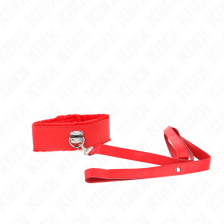 KINK - NECKLACE WITH LEASH 116 CM WITH SILVER STUDS MODEL 4 RED ADJUSTABLE 40-48 CM X 6 CM