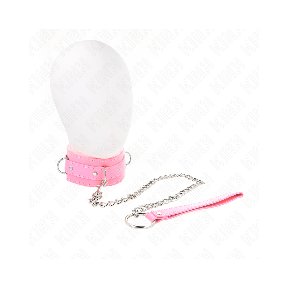 KINK - COLLAR WITH LEASH 65 CM WITH RESTRICTIONS PINK 36-42 CM X 5.5 CM