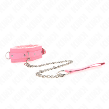 KINK - COLLARE CON GUINZAGLIO 65 CM CON RESTRIZIONI ROSA 36-42 CM X 5,5 CM