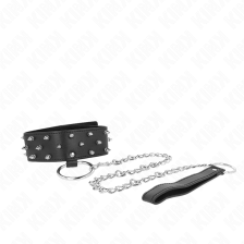 KINK - NECKLACE WITH LEASH 65 CM WITH SILVER STUDS MODEL 5 ADJUSTABLE 36-43 CM X 5 CM