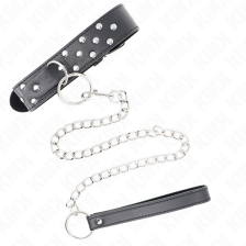 KINK - COLLANA CON CINTURINO AD ANELLO RIVETTO CON CINTURA 65 CM NERO REGOLABILE 36-50 CM X 3,8 CM