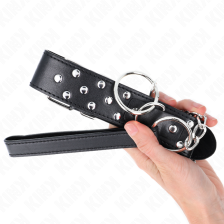 KINK - COLLIER RIVET ANNEAU AVEC CEINTURE 65 CM NOIR AJUSTABLE 36-50 CM X 3,8 CM