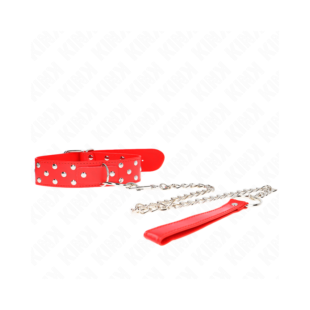 KINK - COLLANA CON CINTURINO AD ANELLO RIVETTO CON CINTURA 65 CM ROSSO REGOLABILE 36-50 CM X 3,8 CM