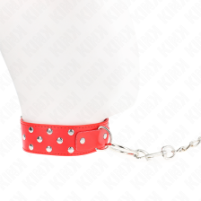 KINK - COLLANA CON CINTURINO AD ANELLO RIVETTO CON CINTURA 65 CM ROSSO REGOLABILE 36-50 CM X 3,8 CM