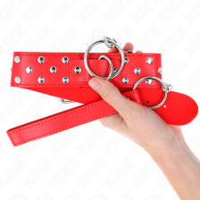 KINK - RING RIVET STRAP NECKLACE WITH BELT 65 CM RED ADJUSTABLE 36-50 CM X 3.8 CM