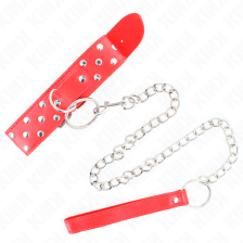 KINK - COLAR DE ALÇA DE REBITE DE ANEL COM CINTO 65 CM VERMELHO AJUSTÁVEL 36-50 CM X 3,8 CM