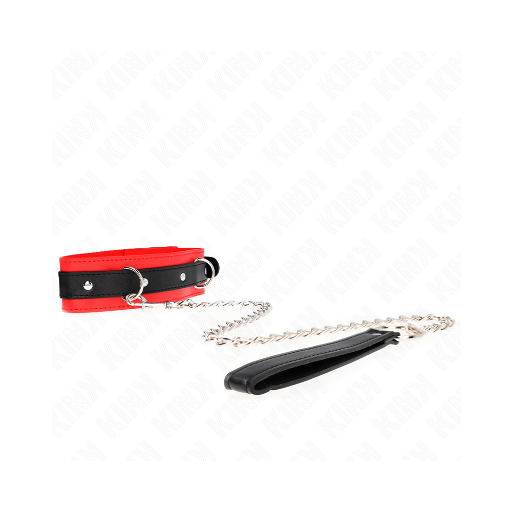 KINK - BASIC MODEL COLLAR WITH LEASH 65 CM MODEL 3 RED 53 X 5 CM