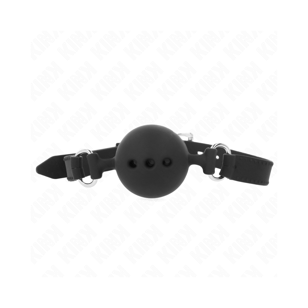 KINK - FULL SILICONE GAG 55 x 2 CM WITH 4.5 CM BALL SIZE M BLACK ADJUSTABLE 35-51 CM