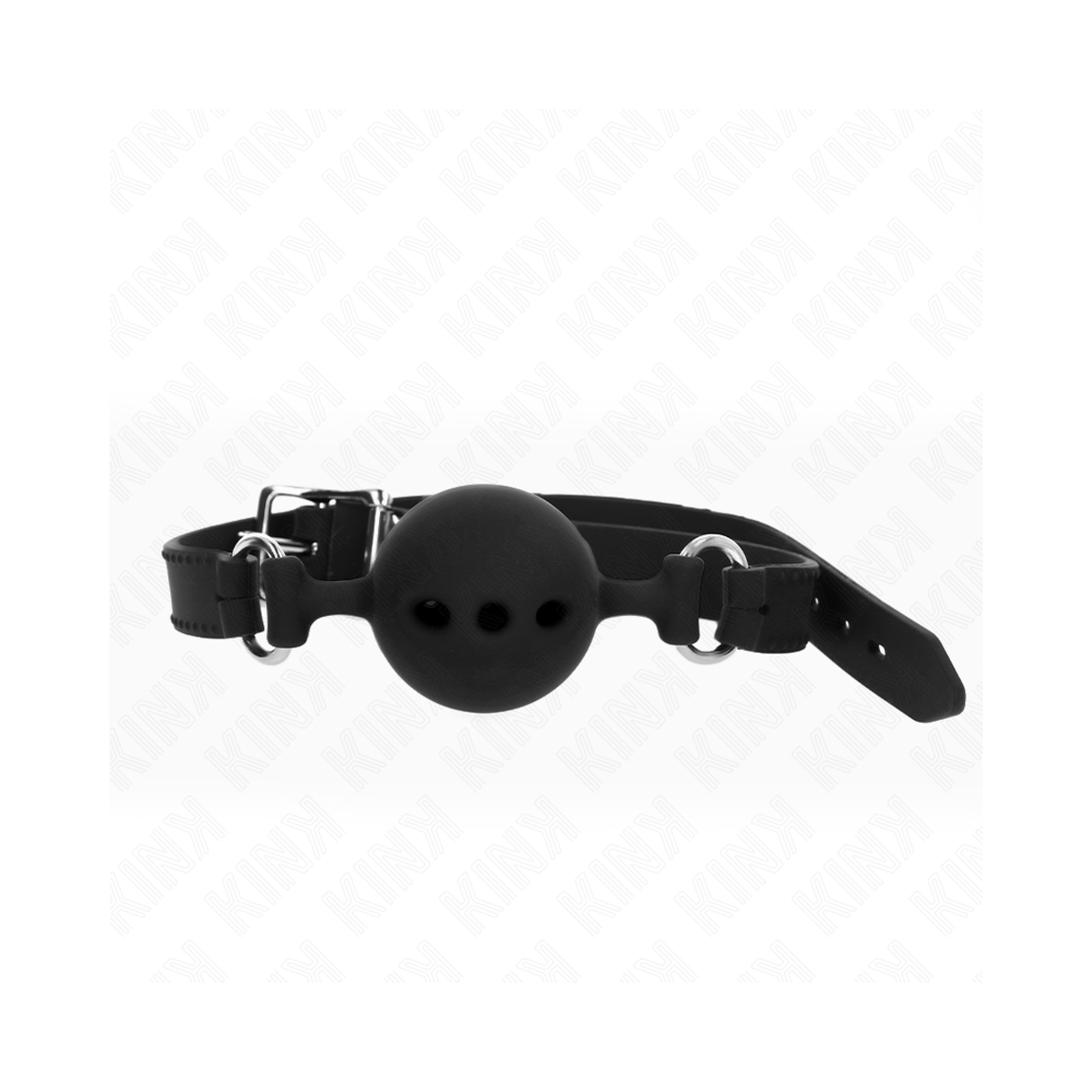 KINK - FULL SILICONE GAG 55 x 2 CM WITH 5 CM BALL SIZE L BLACK ADJUSTABLE 35-51 CM