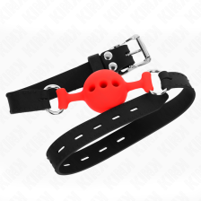 KINK - FULL SILICONE GAG 55 x 2 CM WITH 4 CM BALL SIZE S RED ADJUSTABLE 35-51 CM