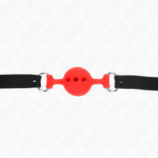 KINK - BÂILLON ENTIÈREMENT SILICONE 55 x 2 CM AVEC BOULE DE 4 CM TAILLE S ROUGE AJUSTABLE 35-51 CM