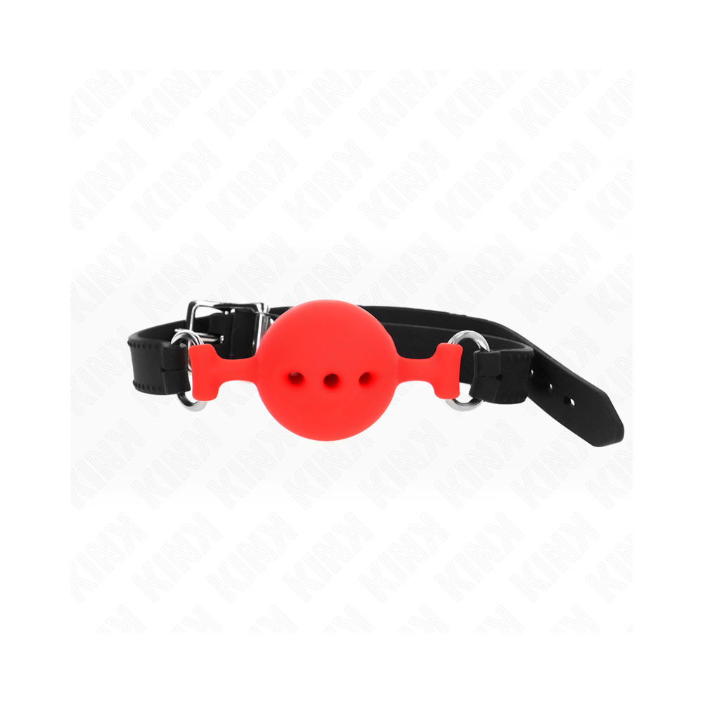 KINK - FULL SILICONE GAG 55 x 2 CM WITH 4.5 CM BALL SIZE M RED ADJUSTABLE 35-51 CM