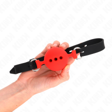 KINK - MORDAÇA COMPLETA DE SILICONE 55 x 2 CM COM BOLA DE 5 CM TAMANHO L VERMELHO AJUSTÁVEL 35-51 CM