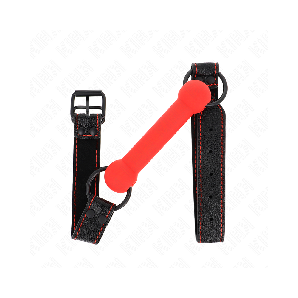 KINK - BONE GAG WITH LEATHERETTE STRAP RED ADJUSTABLE 41-57 CM