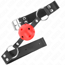 KINK - BREATHABLE BALL 4 CM GAG WITH DOUBLE RIVET RED 62.5 x 2.5 CM ADJUSTABLE 42-58 CM