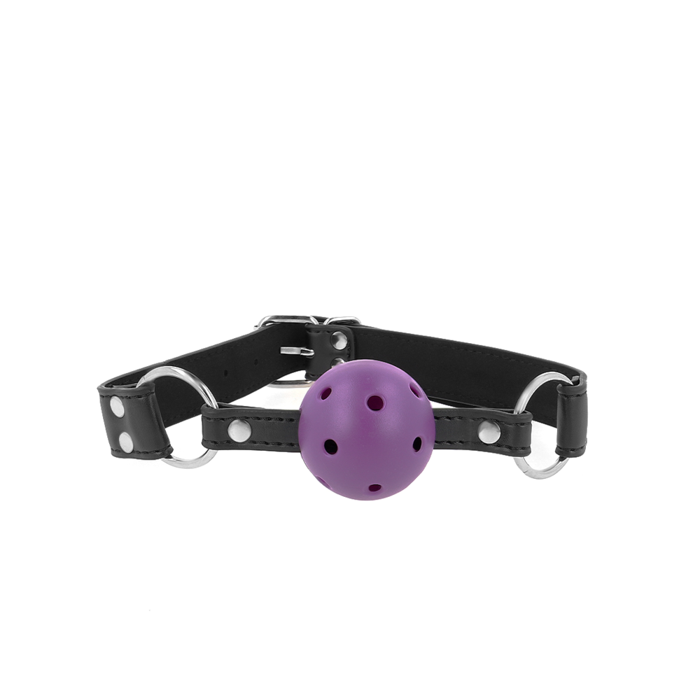 KINK - BREATHABLE BALL 4 CM GAG WITH DOUBLE RIVET PURPLE 62.5 x 2.5 CM ADJUSTABLE 42-58 CM