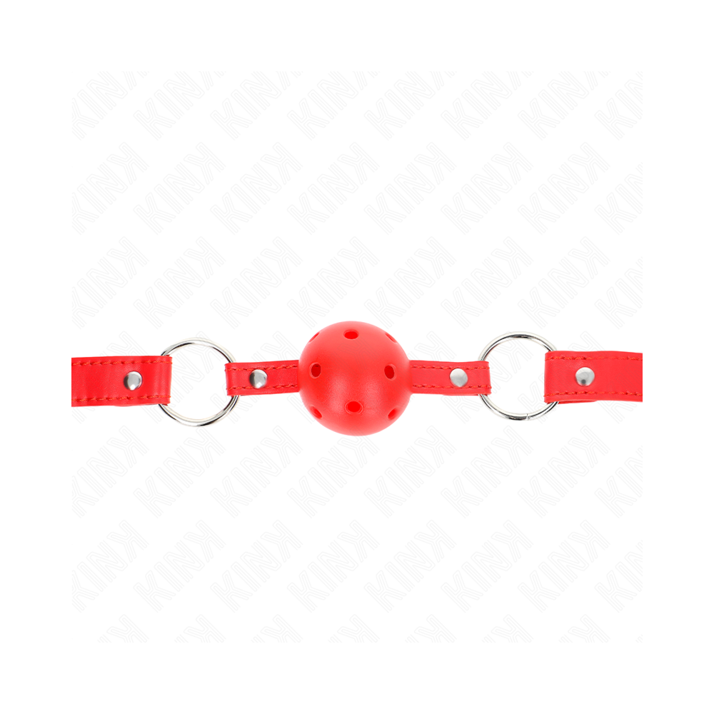 KINK - ATMUNGSAKTIVER BALL 4 CM KNEBEL MIT DOPPELNIET MODELL 1 ROT 62,5 x 2,5 CM VERSTELLBAR 42-58 CM