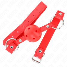 KINK - BOLA RESPIRÁVEL 4 CM MORDAÇA COM REBITE DUPLO MODELO 1 VERMELHO 62,5 x 2,5 CM AJUSTÁVEL 42-58 CM