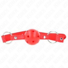 KINK - ATMUNGSAKTIVER BALL 4 CM KNEBEL MIT DOPPELNIET MODELL 1 ROT 62,5 x 2,5 CM VERSTELLBAR 42-58 CM