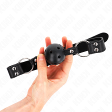 KINK - BREATHABLE BALL 4 CM GAG WITH DOUBLE RIVET MODEL 1 BLACK 62.5 x 2.5 CM ADJUSTABLE 42-58 CM