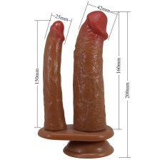 PRETTY LOVE - HULBERT DUPLO REALISTA DILDO COM VIBRAÇÃO MULATO