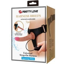 PRETTY LOVE - KYTON UNIVERSAL HARNESS SLIP MIT SQUIRTING DILDO 19 CM MULATO
