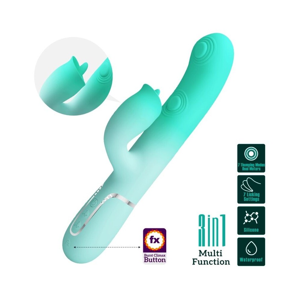 PRETTY LOVE - GIGI MULTIFUNCTION RABBIT VIBRATOR AQUA GREEN
