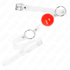 KINK - RED TRANSPARENT PVC BALL 4 CM GAG ADJUSTABLE