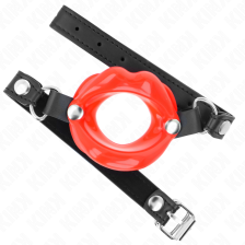 KINK - LIP 8 CM GAG WITH RED LEATHERETTE STRAP 63 x 2 CM ADJUSTABLE 39-58 CM