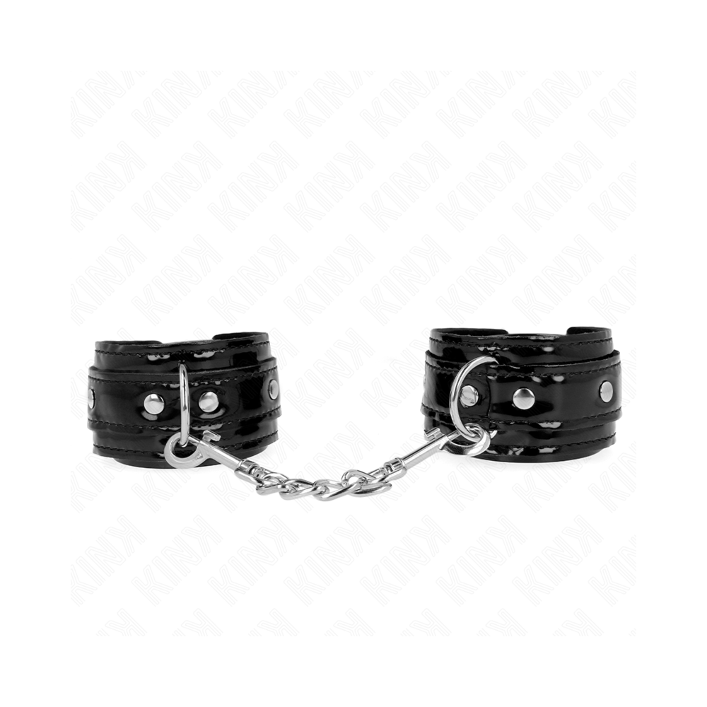 KINK - SHINY NEOPRENE WRIST CUFFS ADJUSTABLE 17-24 CM X 4.5 CM