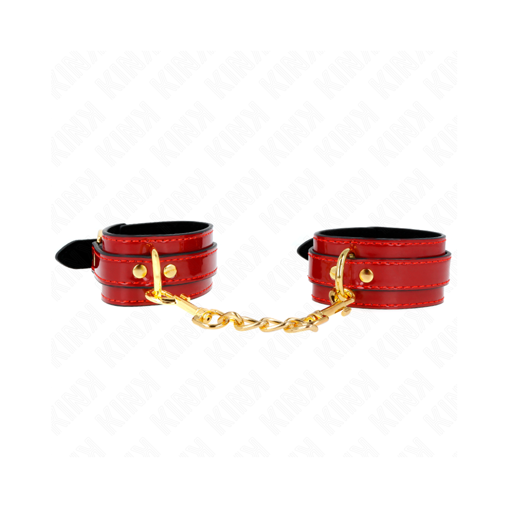 KINK - JOANNA ANGEL WRIST CUFFS RED ADJUSTABLE WITH GOLD CHAIN 16.5-26 CM X 4 CM