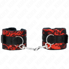 KINK - PUNHOS DE RENDA DE VELUDO CURTO E BIND DE NYLON VERMELHO / PRETO 23 X 6,5 CM