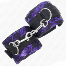 KINK - PUNHOS DE RENDA DE VELUDO CURTO E BIND DE NYLON ROXO / PRETO 23 X 6,5 CM