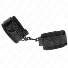 KINK - DARK LACE COVERED WRIST CUFFS NEOPRENE ADJUSTABLE BLACK 20-29 CM X 5 CM