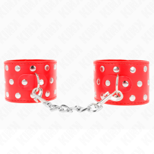 KINK - RETENÇÕES DE PULSO COM SNAP FASTEN CHEIO DE REBITES VERMELHO AJUSTÁVEL 19-24 CM X 5,5 CM