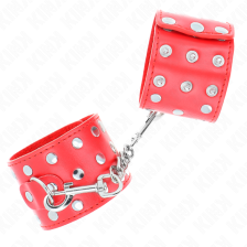 KINK - RETENÇÕES DE PULSO COM SNAP FASTEN CHEIO DE REBITES VERMELHO AJUSTÁVEL 19-24 CM X 5,5 CM